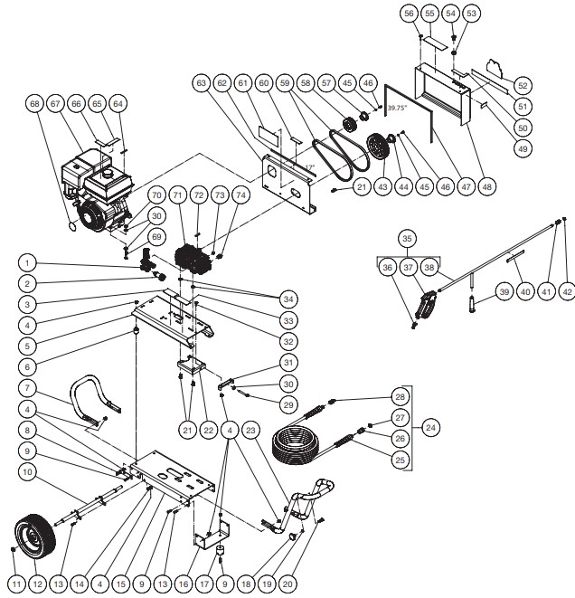 Grainger GBA-4200-0DAH 822TN3 pressure washer parts and manual